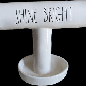 Rae Dunn Shine Bright White Ceramic Jewelry Stand